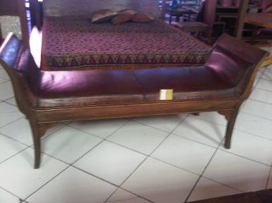 ฺBench BL100 teak wood with leather ฺBench BL100 teak wood with leather