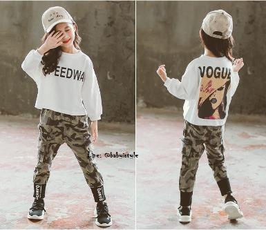  Sales เด็กโต-ชุด2ชิ้นเสื้อแขนยาวจั๊มพ์สีขาวSPEEDWAY+กางเกงขาจั๊มพ์สีเขียว ไซส์150/160 รหัส KKL109A