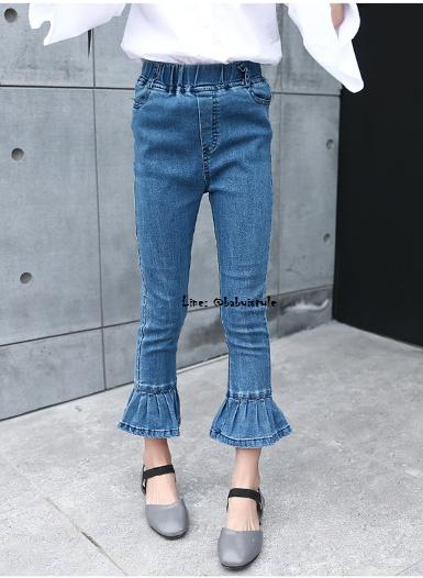  Sales เด็กโต-กางเกงยีนส์สกินนี่ขาเดฟปลายกระดิ่งทวิส ขอบเอวยางยืด มีกระเป๋าหลังไซส์ 150 รหัส KKK728