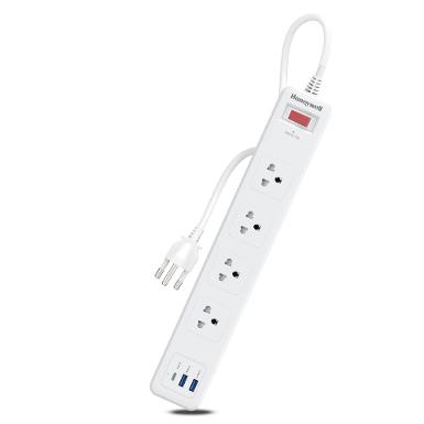 Honeywell 4 Outlet Surge Protector with 1xType C & 2xUSB HC000043/SRG/1.8M/WHT/4/2U/PD20W/TH