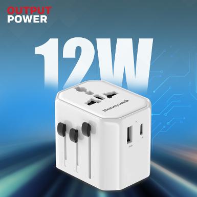 Honeywell Universal World Travel Adapter 12W - White HC000061CHGTRVWHT12W
