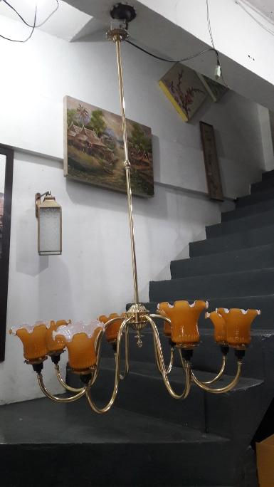 Hanging lamp brass with glass item HGL19C size long 100 cm. wide 70 cm. Hanging lamp brass with glass item HGL19C size long 100 cm. wide 70 cm.