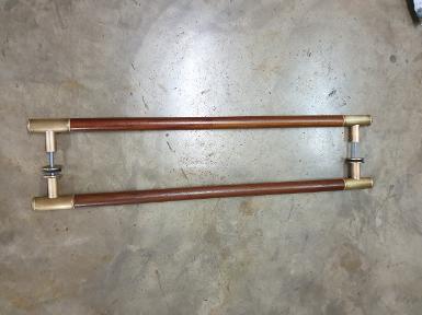 ฺBrass door handle brass with teak wood Item Code AC100M size long 1 m. D: 38 mm. price/set ฺBrass door handle brass with teak wood Item Code AC100M size long 1 m. D: 38 mm. price/set