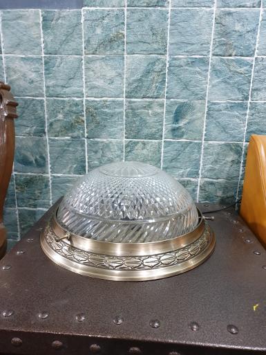 Brass Pendent Lamp with cut glass Item Code ELS16PD size wide 37.7 cm. Brass Pendent Lamp with cut glass Item Code ELS16PD size wide 37.7 cm.