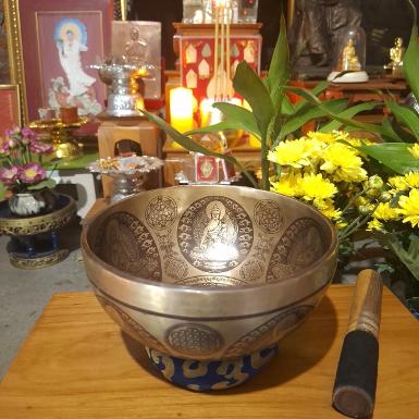 Tibetan Sound Bowl full moon hands made Item code TB19FM size 18 cm Tibetan Sound Bowl full moon hands made Item code TB19FM size 18 cm